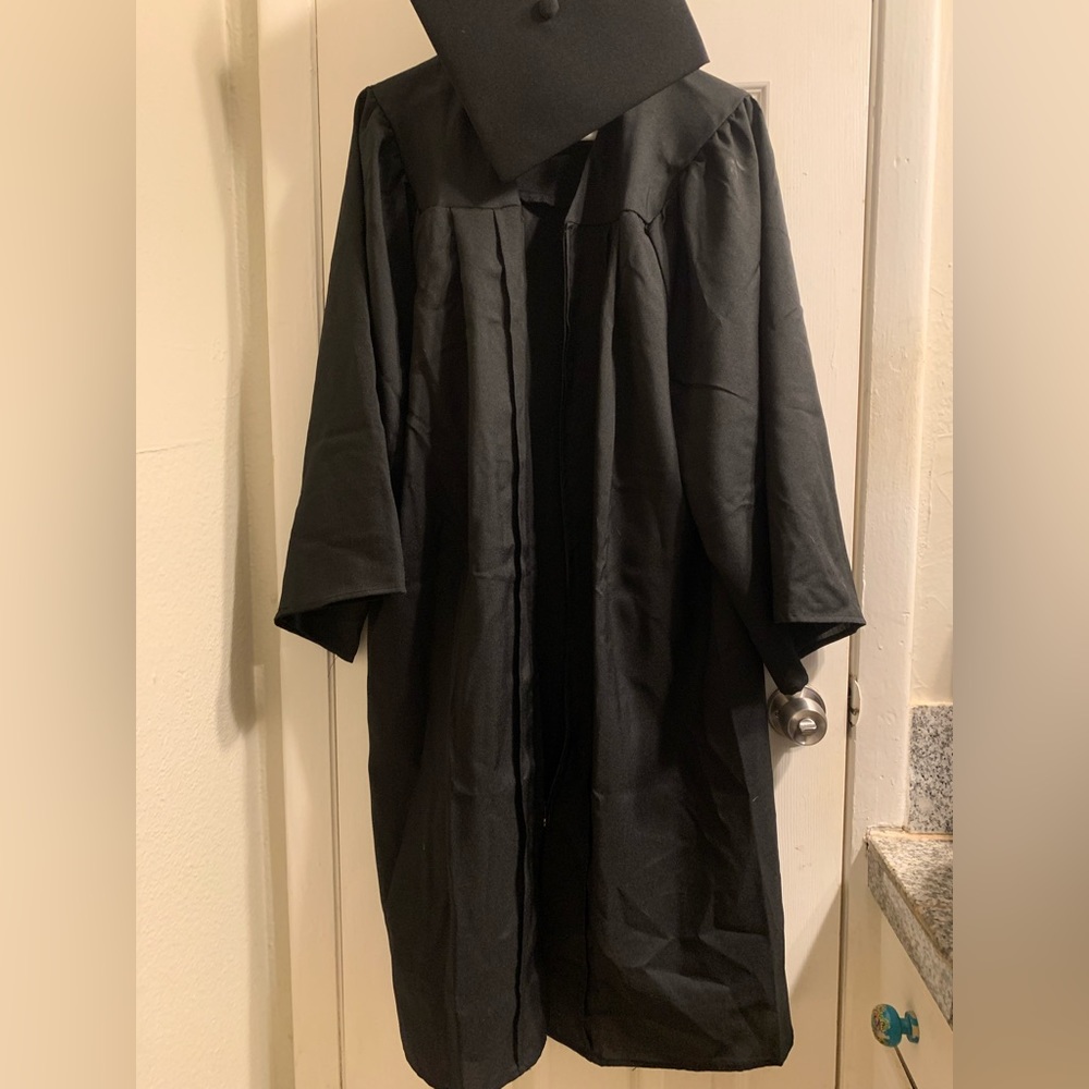 Black graduation cap and gown